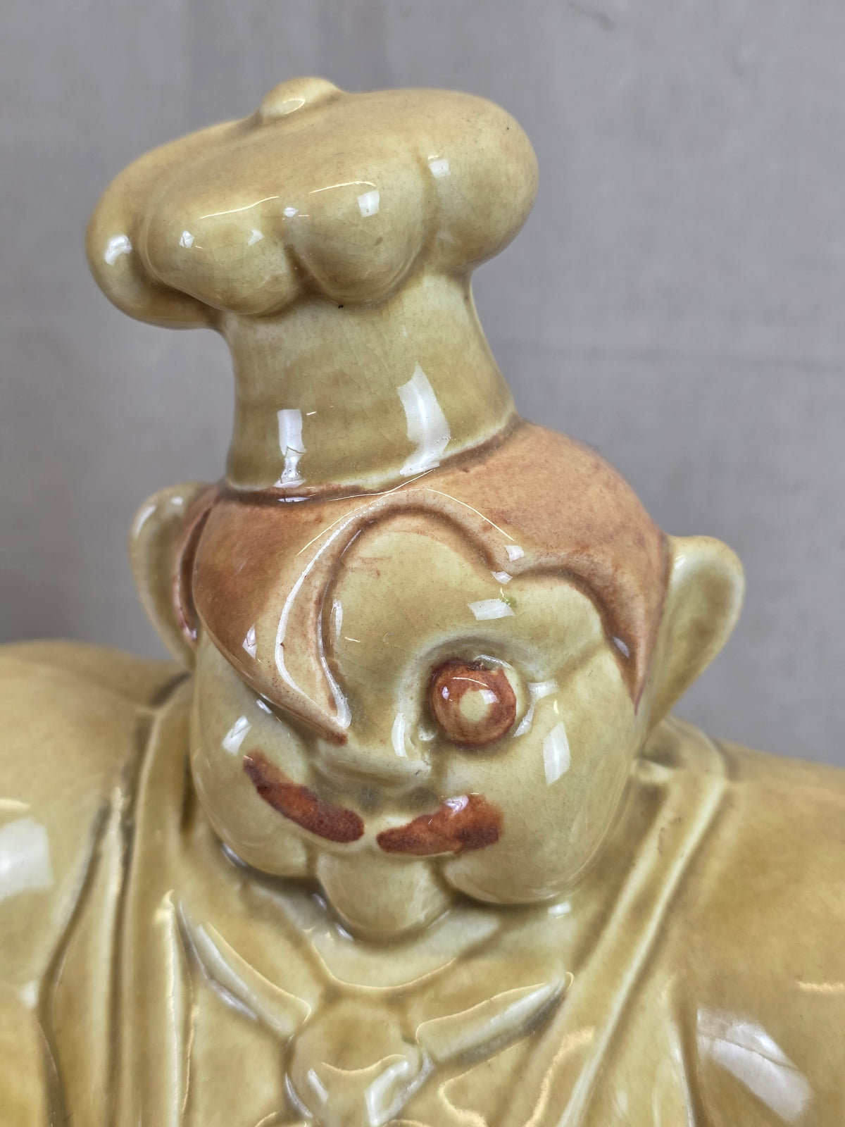1940's MCM Red Wing Pottery Chef Pierre Cookie Jar Yellow
